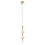 Подвесной светильник с белыми фигурными стеклянными элементами и бронзовыми вставками Высота 100 см Gabriel Scott Luna варинант исполнения - 4 | Loft Concept в Волгограде