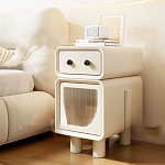 Тумбочка прикроватная с ящиком и стеклянной дверцей Робот Robot Bedside варинант исполнения - 2 | Loft Concept в Волгограде