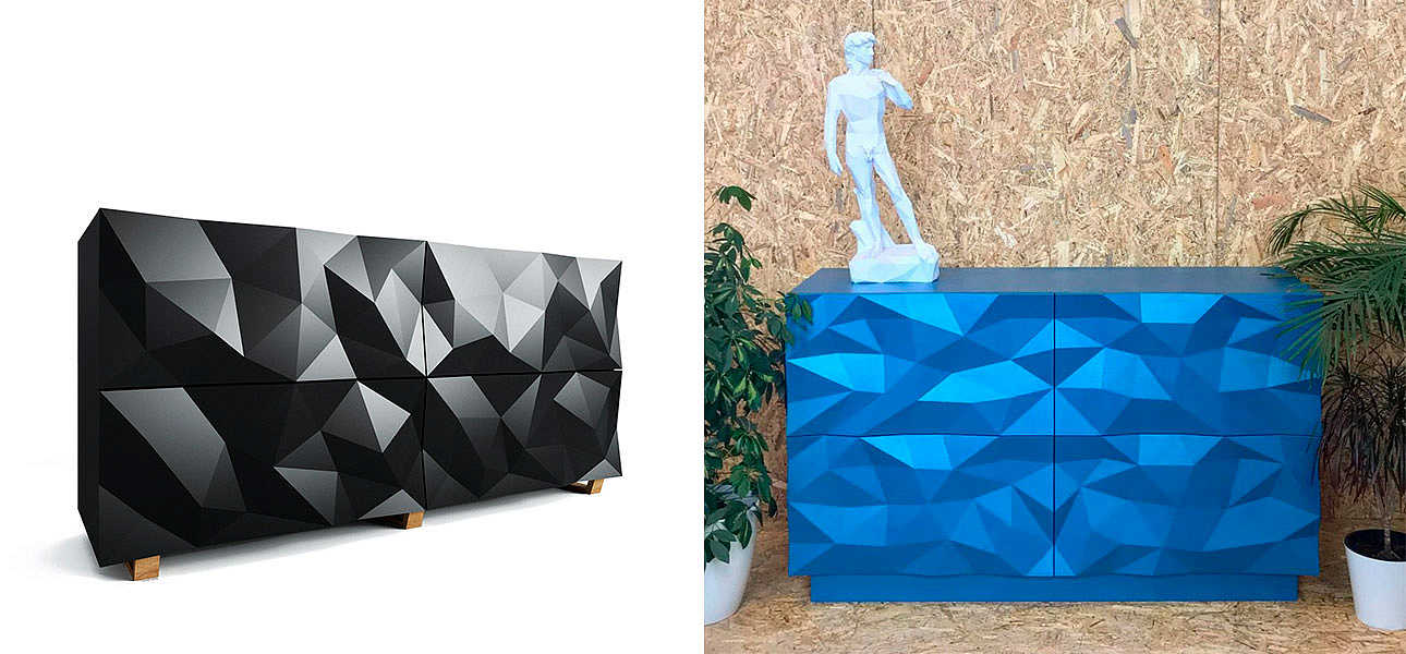 Комод с большими угловыми фигурами, две секции, 2 полки Geometric Greece Комод с большими угловыми фигурами, две секции, 2 полки Geometric Greece - Loft-Concept в Волгограде
