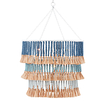 Люстра трехъярусная с декором из круглых деревянных бусин с кисточками Blue Wooden Beads Chandelier варинант исполнения - 1 | Loft Concept в Волгограде