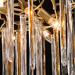 Люстра подвесная золотого цвета с разветвленными ветвями и прозрачными стеклянными подвесками Droplet Chandelier варинант исполнения - 5 | Loft Concept в Волгограде