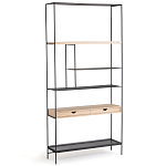 Металлический стеллаж с деревянными полками и ящиками Menzie Metal Wood Rack варинант исполнения - 1 | Loft Concept в Волгограде