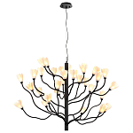 Люстра подвесная черного цвета с ветвями и белыми фарфоровыми цветами Floralis варинант исполнения - 11 | Loft Concept в Волгограде