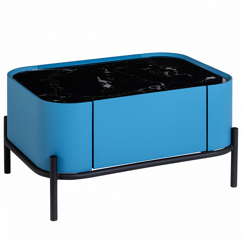 Тумба прикроватная чёрно-голубая с ящиком Blue Cabinet Голубой Черный Тумба прикроватная чёрно-голубая с ящиком Blue Cabinet Голубой Черный в Волгограде | Loft Concept