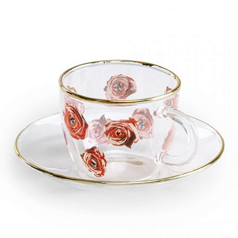 Кофейная пара Seletti Roses Прозрачный Золотой Красный Кофейная пара Seletti Roses Прозрачный Золотой Красный в Волгограде | Loft Concept