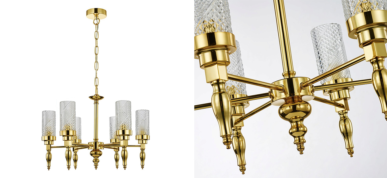 Люстра золотого цвета Balusters D55 см Люстра золотого цвета Balusters D55 см - Loft-Concept в Волгограде