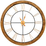 Часы настенные деревянные с римскими цифрами бронзового цвета Clock with History варинант исполнения - 1 | Loft Concept в Волгограде