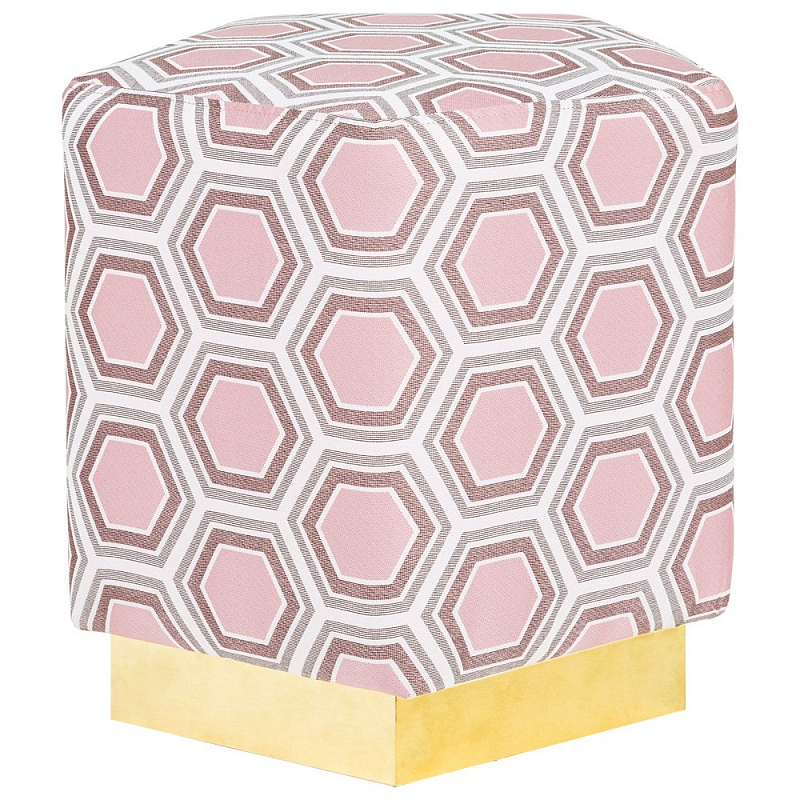 Пуф Hexagon Pink Geometry Латунь Розовый пастельный Белый в Волгограде | Loft Concept 