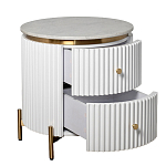 Тумбочка белая круглая с мраморной столешницей Thoroughbass варинант исполнения - 5 | Loft Concept в Волгограде