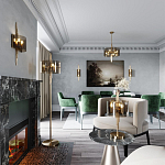 Бра с изогнутым плафоном на бронзовом основании с вертикальным декором из металлических трубок Sohne варинант исполнения - 2 | Loft Concept в Волгограде