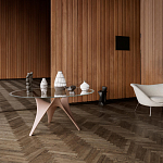 Дизайнерский круглый обеденный стол стеклянный с фигурным подстольем из цемента ARC Dining Table варинант исполнения - 2 | Loft Concept в Волгограде