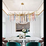 Люстра на подвесе с каркасом из металла и цветными подвесками из стекла Droplet Chandelier варинант исполнения - 4 | Loft Concept в Волгограде