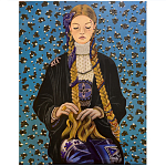 Панно ручная вышивка бисером Портрет девушки в голубых тонах варинант исполнения - 1 | Loft Concept в Волгограде