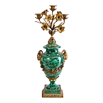 Подсвечник из фарфора с бронзовыми цветочными элементами Malachite Candlestick варинант исполнения - 1 | Loft Concept в Волгограде