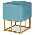 Пуф квадратный голубой велюр на золотом металлическом основании Celeste Blue варинант исполнения - 1 | Loft Concept в Волгограде