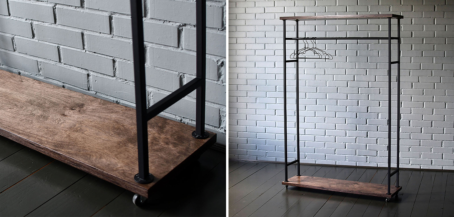 Рейл Lowery Brown Industrial Metal Rust Clothes Rail Рейл Lowery Brown Industrial Metal Rust Clothes Rail - Loft-Concept в Волгограде