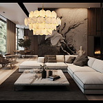 Люстра четырехъярусная с подвесками в форме дисков Cryptocrystalline Stone варинант исполнения - 5 | Loft Concept в Волгограде