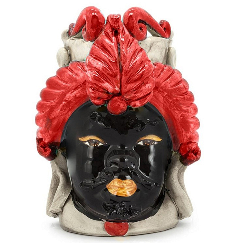 Ваза Vase Moro Man Small Red Черный Красный Бежевый Ваза Vase Moro Man Small Red Черный Красный Бежевый в Волгограде | Loft Concept