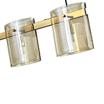 Подвесной светильник светодиодный с 5-ю цилиндрическими плафонами коньячного цвета из стекла и стали Andrea Сhandelier Сognac варинант исполнения - 1 | Loft Concept в Волгограде