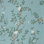 Обои ручная роспись Gustavian Garden Special Colourway on Duck Egg dyed silk варинант исполнения - 2 | Loft Concept в Волгограде