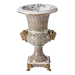 Ваза с овнами из фарфора с бронзовыми элементами Bronze Aries варинант исполнения - 1 | Loft Concept в Волгограде