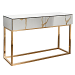 Консоль с ящиками зеркальная с золотым декором Gold Painted Mirror Console варинант исполнения - 1 | Loft Concept в Волгограде