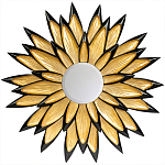 Зеркало-солнце в раме золотого и черного цвета Rays of Peace варинант исполнения - 1 | Loft Concept в Волгограде