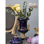 Ваза темно-синего цвета из фарфора с бронзовыми ручками в виде змей Высота 39 см Eden Garden porcelain and bronze варинант исполнения - 1 | Loft Concept в Волгограде