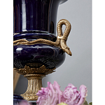 Ваза темно-синего цвета из фарфора с бронзовыми ручками в виде змей Высота 39 см Eden Garden porcelain and bronze варинант исполнения - 2 | Loft Concept в Волгограде