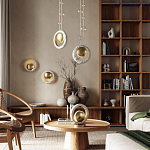 Бра с бежевым текстурным кольцом и латунным шаром в центре Tactile  варинант исполнения - 5 | Loft Concept в Волгограде