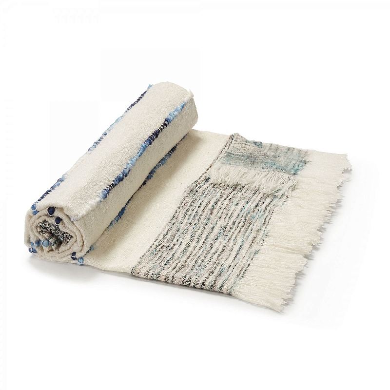 Плед Plaid Boho Lightness Белый Синий Плед Plaid Boho Lightness Белый Синий в Волгограде | Loft Concept