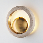 Бра с бежевым текстурным кольцом и латунным шаром в центре Tactile  варинант исполнения - 3 | Loft Concept в Волгограде