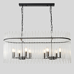 Люстра подвесная овальная со стеклянными прозрачными трубками и металлическим каркасом черного цвета Nembus варинант исполнения - 1 | Loft Concept в Волгограде