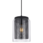 Подвесной светильник с сетчатым металлическим плафоном цилиндрической формы черный Metal Mesh варинант исполнения - 1 | Loft Concept в Волгограде