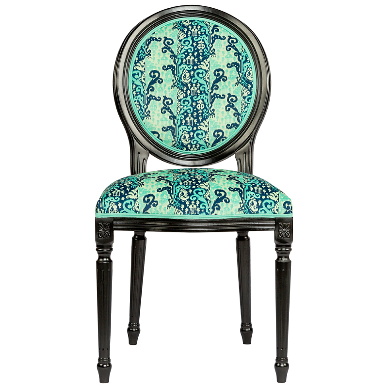 Стул из натурального бука Ikat Pattern бирюзовый Черный Бирюзовый Стул из натурального бука Ikat Pattern бирюзовый Черный Бирюзовый в Волгограде | Loft Concept
