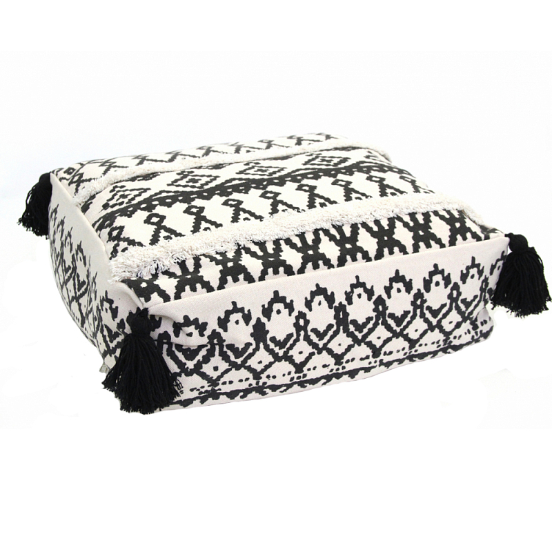 Пуф Black and White Fringe Черный Белый Пуф Black and White Fringe Черный Белый в Волгограде | Loft Concept