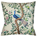 Подушка декоративная с изображением птицы в саду Beige Chinoiserie Blue Bird in the Garden Cushion варинант исполнения - 1 | Loft Concept в Волгограде