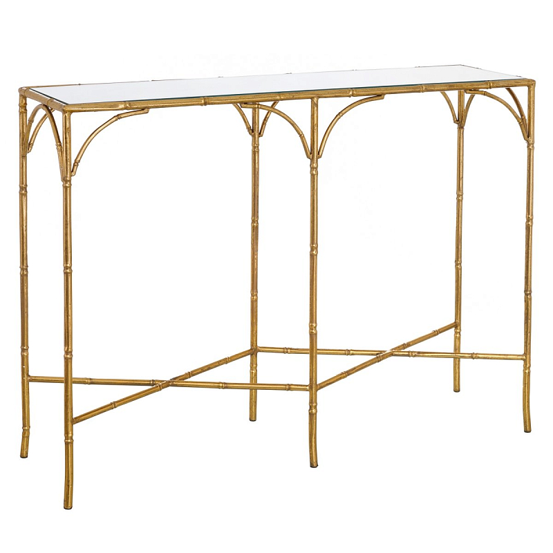 Консоль Metal Bamboo Console Золотой Прозрачное Стекло Консоль Metal Bamboo Console Золотой Прозрачное Стекло в Волгограде | Loft Concept