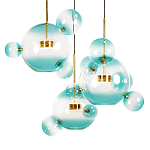 Люстра подвесная с прозрачными бирюзовыми стеклянными шарами и круглым основанием 3 лампы Giopato & Coombes варинант исполнения - 5 | Loft Concept в Волгограде