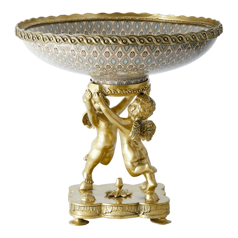 Чаша фарфоровая на двух бронзовых ангелах Eden Garden Бронза Мульти в Волгограде | Loft Concept 