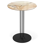 Стол журнальный круглый с бежевой столешницей из стекла Beige Marble варинант исполнения - 1 | Loft Concept в Волгограде