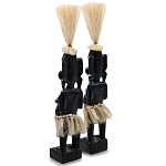 Комплект из 2-х деревянных статуэток Asmat Straw Headdress Statuettes Black Turquoise варинант исполнения - 2 | Loft Concept в Волгограде