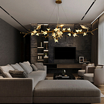 Люстра в виде золотой ветки с цветами и птичками Marvelous Garden варинант исполнения - 1 | Loft Concept в Волгограде