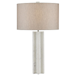 Настольная лампа мраморная с тканевым цилиндрическим абажуром Sharpened варинант исполнения - 3 | Loft Concept в Волгограде