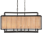 Люстра прямоугольной формы с чёрным каркасом и вставкой из плетеного материала Cage for Light варинант исполнения - 1 | Loft Concept в Волгограде