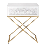 Приставной столик с выдвижным ящиком  White Table Carved Pattern варинант исполнения - 4 | Loft Concept в Волгограде