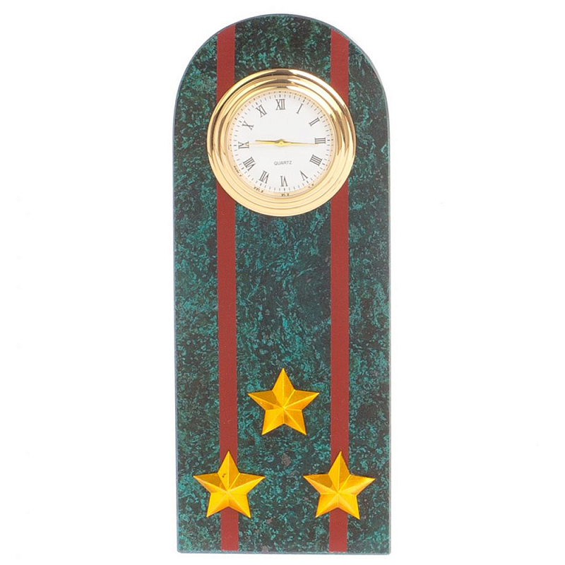 Часы подарочные погон полковник МВД из натурального камня Змеевик Military Clock Зеленый Красный Золотой Часы подарочные погон полковник МВД из натурального камня Змеевик Military Clock Зеленый Красный Золотой в Волгограде | Loft Concept