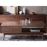 Кофейный стол из дерева с ящиком и нишей для хранения Coffee Walnut Table варинант исполнения - 1 | Loft Concept в Волгограде