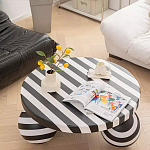 Дизайнерский журнальный стол круглый в чёрно-белую полоску Mypel варинант исполнения - 1 | Loft Concept в Волгограде