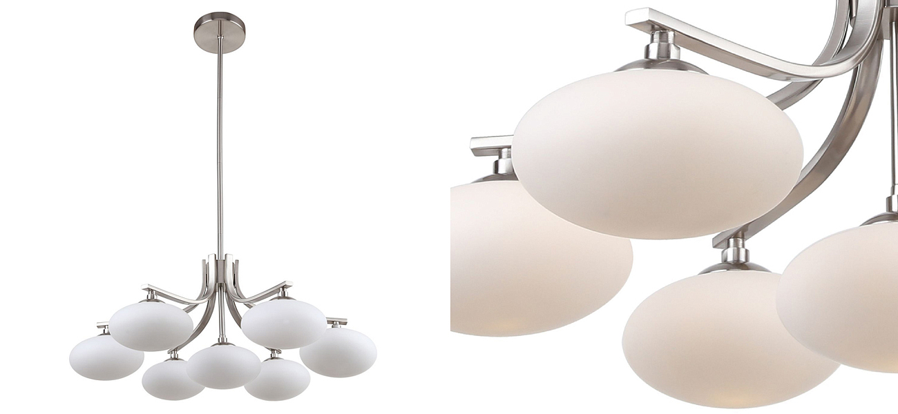 Люстра с овальными белыми плафонами Mushrooms Lamp Люстра с овальными белыми плафонами Mushrooms Lamp - Loft-Concept в Волгограде